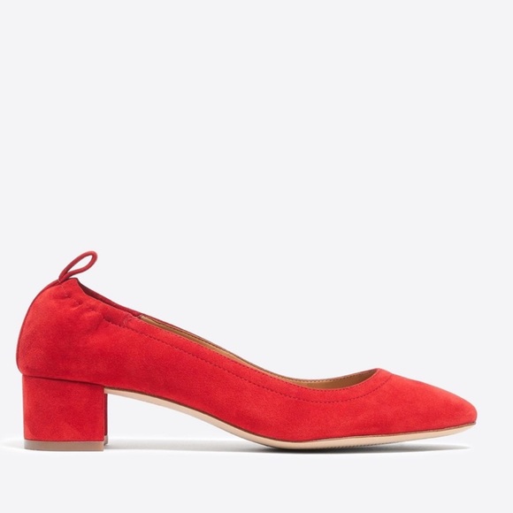 J.CREW Anya Suede Leather Block Heel Shoes Tomato Orange Red Slip Ons #H7806 - Picture 13 of 13